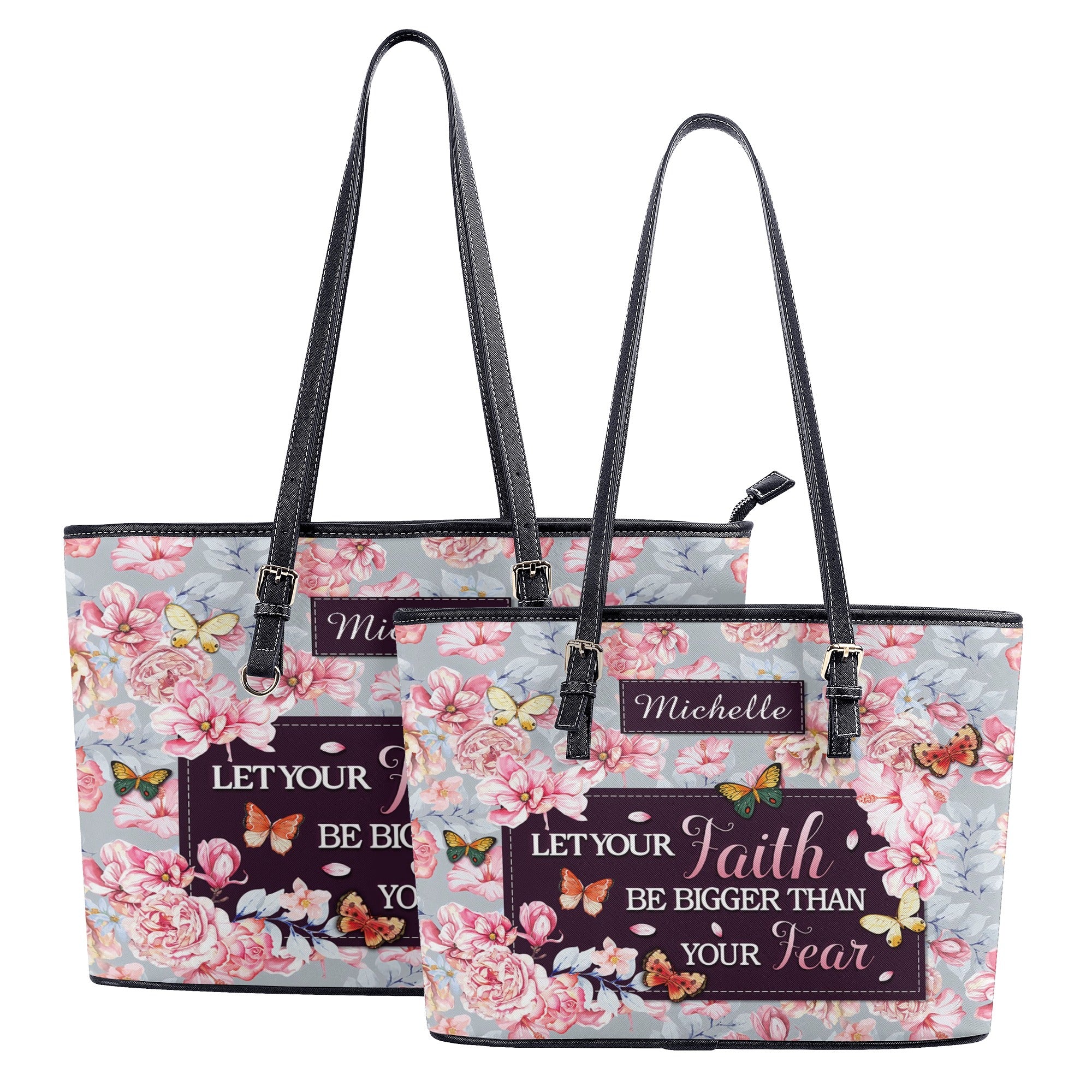 Let Your Faith Be Bigger Than Your Fear Leather Bag, Custom Leather Bag With Bible Verse. BLAF08